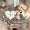 Our First Date - Personalized Couple Map Glass Ornament - Christmas Ornaments For Couples - Christmas Gift For Girlfriend Boyfriend