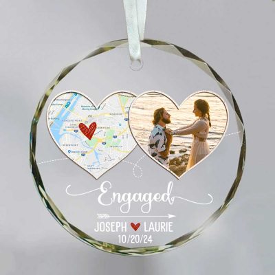 BEST SELLERS 32 custom map engagement ornament engagement xmas glass ornaments personalized engaged photo ornament engagement ornament gift