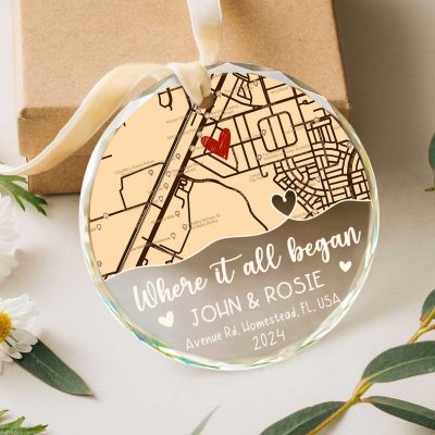 BEST SELLERS 66 custom couple location map glass ornament where it all began ornament 1st christmas together ornament first anniversary christmas gifts