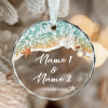 Custom Couples Beach Christmas Glass Ornament, Personalized Engaged Ornament 2025, Couple Names Christmas Ornament, Gifts For Newly Engaged Couple