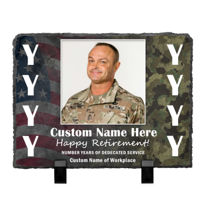 Personalized Military Retirement Photo Slate Plaque - Army Retirement Gifts For Him - Military Gift - Army Farewell Gifts