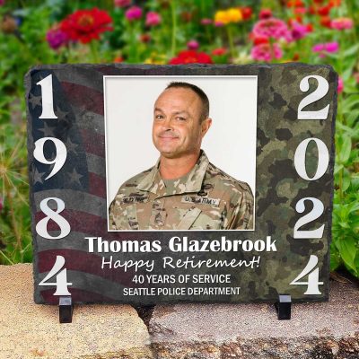 Personalized Military Retirement Photo Slate Plaque - Army Retirement Gifts For Him - Military Gift - Army Farewell Gifts