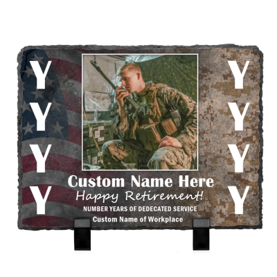 Personalized Marine Retired Photo Slate Plaque - Marine Corps Retirement Gifts - Gifts For Marine Veterans - USMC Retirement Gifts