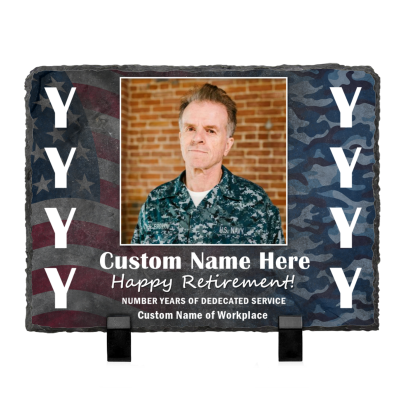 Personalized Navy Retired Photo Slate Plaque - Navy Retirement Gifts - Navy Chief Retirement Gifts - Gifts For Navy Retirement