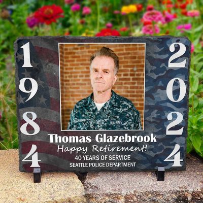 Personalized Navy Retired Photo Slate Plaque - Navy Retirement Gifts - Navy Chief Retirement Gifts - Gifts For Navy Retirement