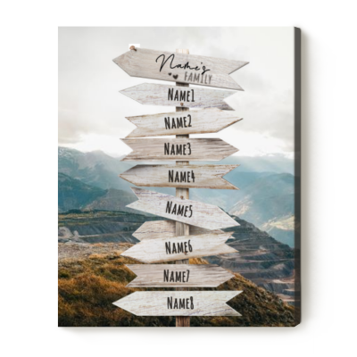 Mountain Wall Art - Family Street Sign Custom Multi-name Canvas Print - Family Name Wall Art - Personalized Xmas Gifts For Mom And Dad
