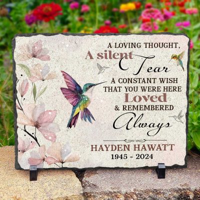 A Silent Tear Memorial Garden Stone - Sympathy Gifts for Loss of Loved One - Memorial Remembrance Gifts - Remembrance Stone for Home Garden