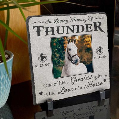 Personalized Horse Pony Memorial Stone - Horse Pet Loss Memorial Slate - Custom Horse Sympathy Gift - Horse Remembrance Gifts