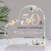 Personalized Floral 50th Anniversary Gift - Golden Anniversary Heart Plaque - 50th Anniversary Gift for Parents - 50 Years Anniversary Keepsake Gifts