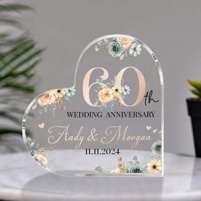 Personalized 60th Wedding Anniversary Gift - 60th Wedding Anniversary Acrylic Plaque - 60th Anniversary Gift for Parents, Grandparents
