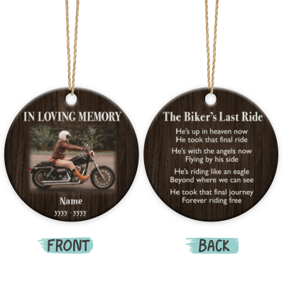 Motorcycle Personalized Memorial Ornament - Biker Condolence Gift - In Loving Memory Gifts - Gift For Loss Of Motorcyclist