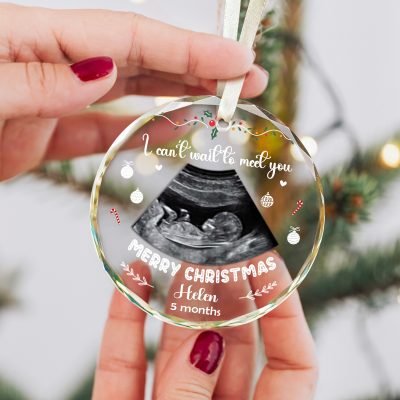 custom ultrasound baby glass ornament - i can’t wait to meet you ornament - xmas gifts for expecting parents - gifts for new parents from bump