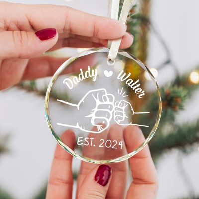 new dad ornament from wife - daddy fist bump christmas ornament - personalized new dad gift from baby - first time dad christmas gifts