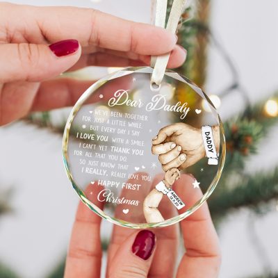 first dad christmas glass ornament - custom ornament for new dad - new dad gift from baby - christmas gift for new father