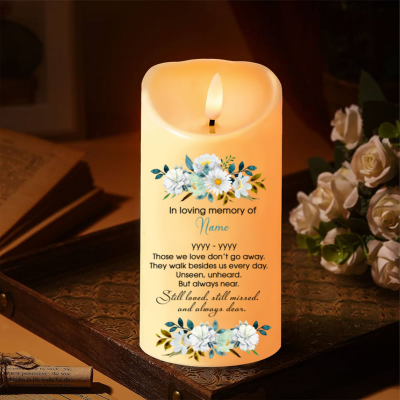In Loving Memory Custom Led Candle, Personalized Memorial Candles, Remembrance Candle, Sympathy Gift For Loss Of Husband, Flameless Memorial Candle