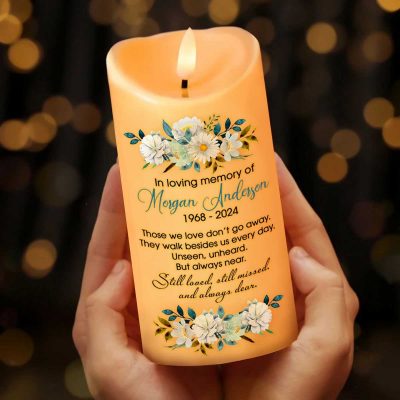 In Loving Memory Custom Led Candle, Personalized Memorial Candles, Remembrance Candle, Sympathy Gift For Loss Of Husband, Flameless Memorial Candle