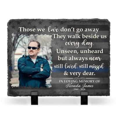 Custom Police Memorial Stone - Fallen Police Officer Slate - Police Officer Dedication Plaque - Police Remembrance Garden Stone with Photo