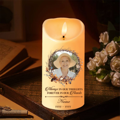 Personalized Photo Memorial LED Candle, Remembrance Gifts, Memorial Loss Of Dad, Mom, Grandma, Grandpa