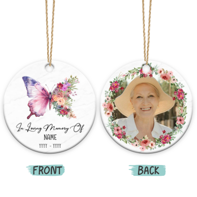 In Loving Memory Ornament, Butterfly Memorial Ornament, Memorial Christmas Ornament, Memorial Gifts For Loss Of Mom, Sympathy Gifts,