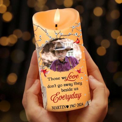 Personalized Sympathy Candle, In Loving Memory LED Candle, Gift Loss Of Dad Gift, Loss Of Mom Gift, Photo Remembrance Gifts