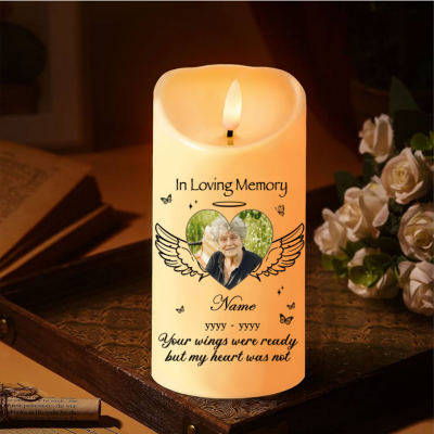 Memorial Personalized Photo Led Candle, Sympathy Remembrance Candle, Custom Memorial Candle For Loved One, Remembrance Gifts
