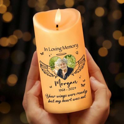 Memorial Personalized Photo Led Candle, Sympathy Remembrance Candle, Custom Memorial Candle For Loved One, Remembrance Gifts