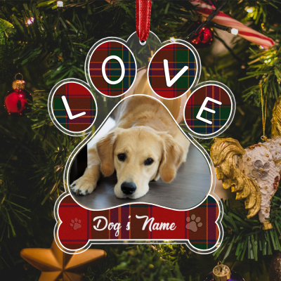 custom dog paw ornament for christmas tree personalized dog christmas acrylic ornament paw print keepsake ornament dog christmas tree decorations