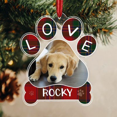 custom dog paw ornament for christmas tree personalized dog christmas acrylic ornament paw print keepsake ornament dog christmas tree decorations