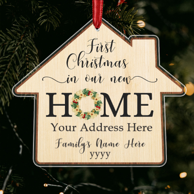 First Christmas In Our New Home Ornament, New Home Owners Gift 2024, Custom New House Ornament, First Home Acrylic Ornament