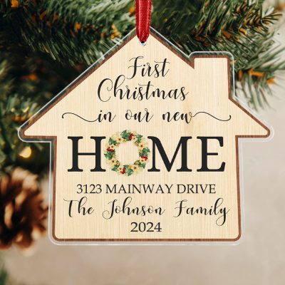 First Christmas In Our New Home Ornament, New Home Owners Gift 2024, Custom New House Ornament, First Home Acrylic Ornament