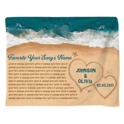 custom song lyrics on fleece blanket - beach wedding song blanket gift - anniversary blanket for husband and wife - personalized valentine gifts