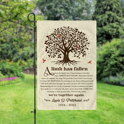 a limb has fallen - personalized memorial flag for garden - bereavement yard flags - cemetery decoration flag - memorial gifts for loss of loved one