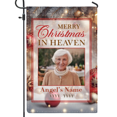 merry christmas in heaven yard flags - custom photo memorial garden flag - christmas cemetery flag decoration - condolence gift