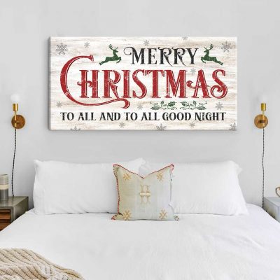 Christmas Wall Decor - Merry Christmas To All Sign - Rustic Christmas Sign Decor - Farmhouse Christmas Decor - Above Bed Signs