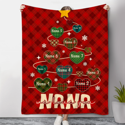 custom christmas blanket for grandma - grandma blanket with grandkids names - xmas gift for grandma gigi nana - personalized grandkids to grandma gift