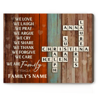 custom family name crossword art canvas - scrabble family name board sign - family christmas gifts - parents grandparents christmas gift