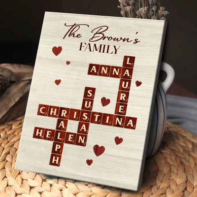 custom family crossword puzzle wall art - crossword style family sign - scrabble family names sign xmas gift - personalized family christmas gift