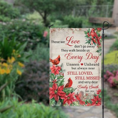 personalized cardinal memorial garden flag - custom sympathy yard flag - custom cemetery flag decoration - loss of loved one gift - condolence gift