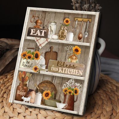 sunflower kitchen wall decor - farmhouse wall decor for kitchen - dining wall art - kitchen wall decor art - kitchen gifts for her