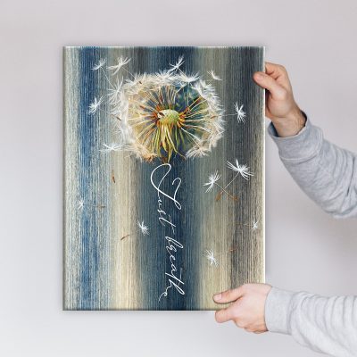 just breathe canvas wall art - dandelion flower wall decor - botanical wall art - inspirational wall art - bedroom decor art