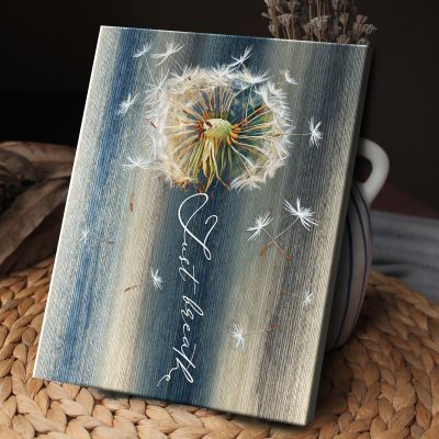 just breathe canvas wall art - dandelion flower wall decor - botanical wall art - inspirational wall art - bedroom decor art