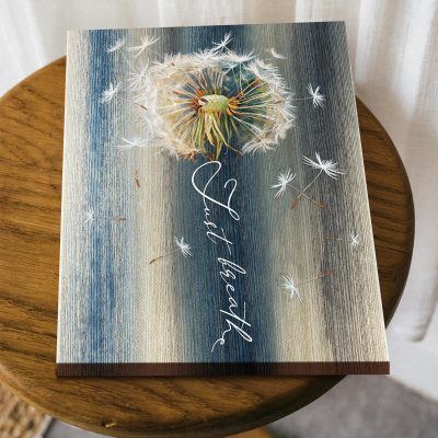 just breathe canvas wall art - dandelion flower wall decor - botanical wall art - inspirational wall art - bedroom decor art