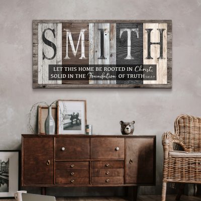 let this home be rooted in christ wall art - custom family name sign - personalized housewarming gift - christian farmhouse signs