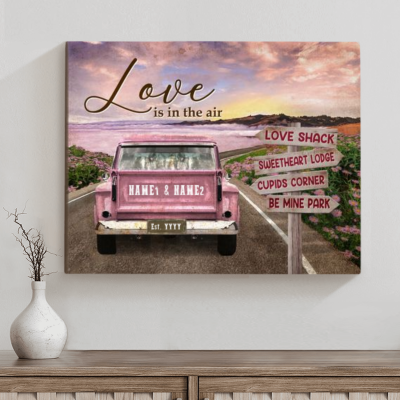 Custom Vintage Truck Valentine Sign - Personalized Couple Valentines Day Wall Decor - Valentine’s Day Gift