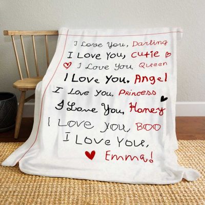 Valentine's Day Gifts - I Love You Handwriting Custom Blanket – Romantic Gift for Her - Lovers Day Gifts