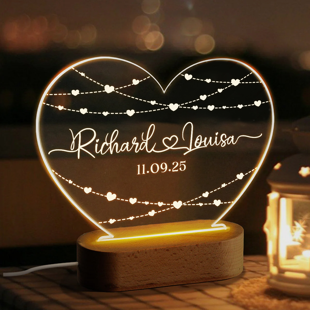 Personalized Night Light as Valentines Day Gift - Custom Names And Dates On Acrylic Led - Engagement Gift - Romantic Gift For Couple 1 Personalized Night Light as Valentines Day Gift - Custom Names And Dates On Acrylic Led - Engagement Gift - Romantic Gift For Couple