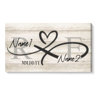 Customised Initial Couples Sign - Infinity Sign Anniversary Date Personalized Canvas - Wedding Gift for Couple - Best Valentines Gift
