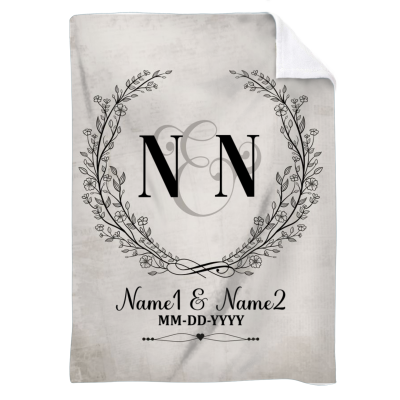 Custom Couple Initials Names Blanket - Anniversary Gift For Wife - Keepsake Valentines Gift