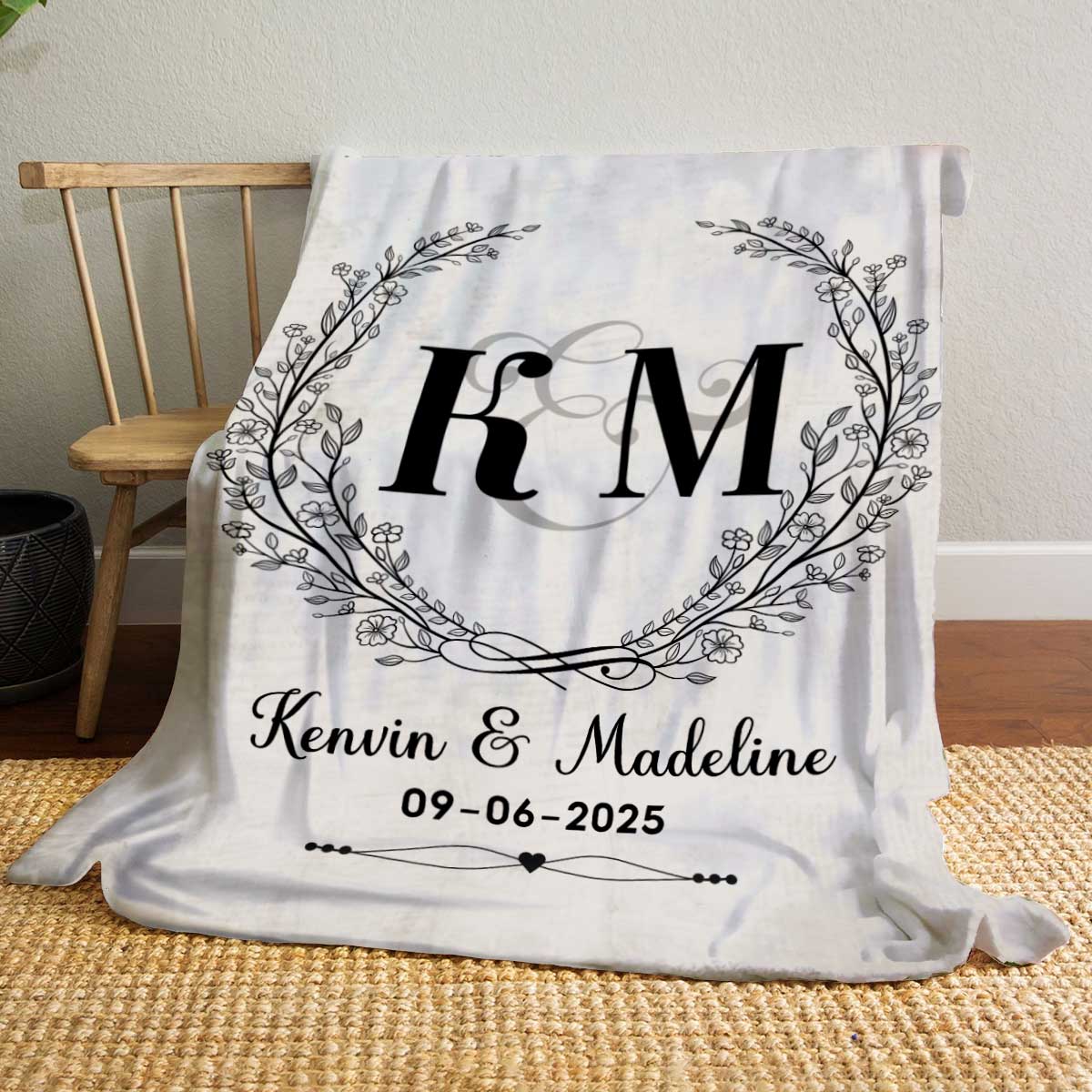 Custom Couple Initials Names Blanket - Anniversary Gift For Wife - Keepsake Valentines Gift 1 Custom Couple Initials Names Blanket - Anniversary Gift For Wife - Keepsake Valentines Gift