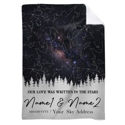 Valentine’s Day Customized Blanket Gift For Husband – Custom Star Map By Date Blanket Gift For Him – Couple Anniversary Blanket Gift